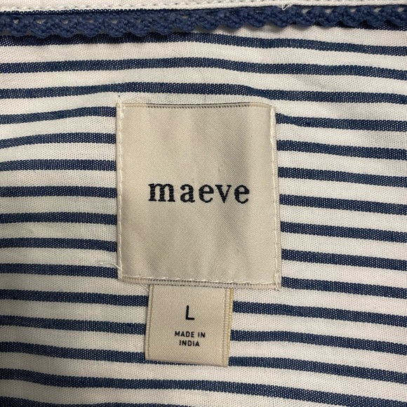 Anthropologie Maeve Buttondown Long Sleeve Classic Shirt Striped High Low Size L - Picture 7 of 10